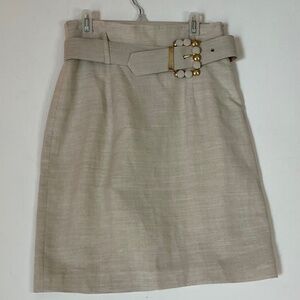 Vintage Max Dine from Italy oatmeal  linen belted skirt size small